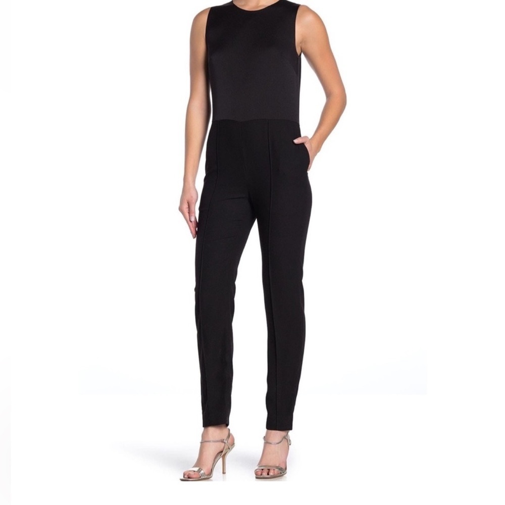 Diane Von Furstenberg Melody Black Classic Satin Jumpsuit Size S